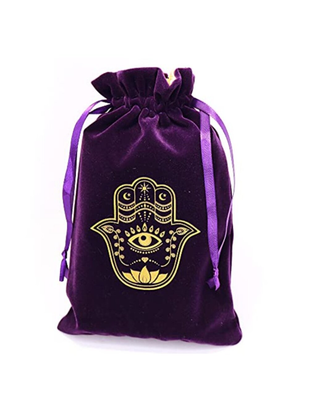 Velvet Drawstring Jewelry Pouch Hamsa Hand 6x9 Tarot Rune Bag